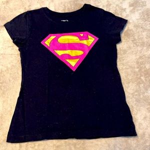 Girls size medium black shirt sleeve supergirl shirt.